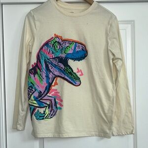 Cat & Jack Cream Long-Sleeve Tee with Multicolor Dino Graphic